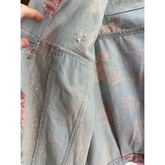 Women's Custom Bling embelished and floral denim oversized jacket XL - Picture 9 of 15